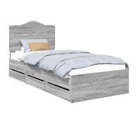 Qnhdfrt Twin Bed Frame with 6 Drawers & Headboard, Engineered Wood, Gray