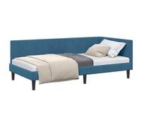 Qnhdfrt Twin Corner Daybed Frame, Blue Velvet with Reversible Headboard