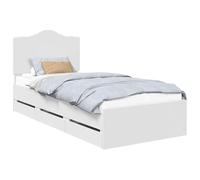 Qnhdfrt Twin Engineered Wood Bed Frame with Headboard & 6 Drawers, White