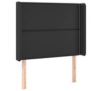 Qnhdfrt Twin Faux Leather Wingback Headboard, Adjustable Height, Black