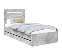 Qnhdfrt Twin Storage Bed Frame with Headboard, Gray Engineered Wood