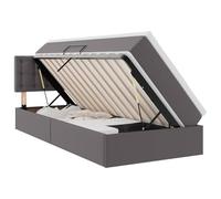 Qnhdfrt Twin Storage Bed with Mattress, Grey Faux Leather Frame