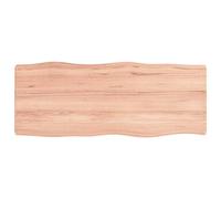 Qnhdfrt Varnished Solid Oak Table Top, 100x40 cm Natural Edge, Light Brown