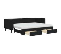 Qnhdfrt Velvet Daybed with Trundle, 2 Drawers & 2 Mattresses, Black