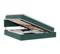 Qnhdfrt Velvet Storage Bed Frame with Mattress, 160x200 cm, Dark Green