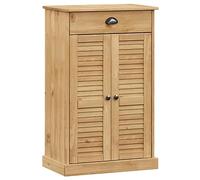 Qnhdfrt VIGO Armoire à chaussures 60 x 35 x 96 cm Pin massif Finition cire miel 2 compartiments Tiroir Design Store Design Poignées en métal Rangement chaussures Couloir Salon Chambre à coucher