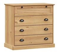 Qnhdfrt VIGO Commode 80 x 40 x 76 cm en pin massif avec finition cire de miel, 4 tiroirs, étroite avec design store, buffet moderne, pour salon, chambre et couloir