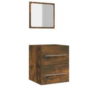 Qnhdfrt Wall Mount Bathroom Vanity Cabinet with Mirror Smoked Oak