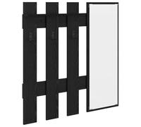 Qnhdfrt Wall-Mounted Coat Rack with Mirror & Shelves, Black Oak