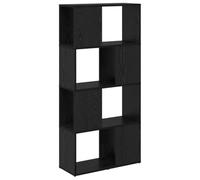 Qnhdfrt Wall-Mounted Engineered Wood TV Stand with 4 Shelves, Black