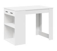 Qnhdfrt White Engineered Wood Computer Desk with Drawer and Shelves