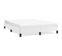 Qnhdfrt White Faux Leather Double Bed Frame with Slats, 140x190 cm