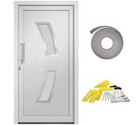 Qnhdfrt White PVC Front Door with Glass 88x200 cm Left Hand