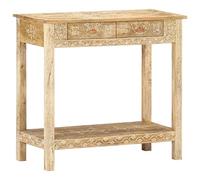 Qnhdfrt White Solid Mango Wood Console Table with 2 Drawers