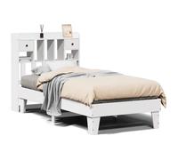 Qnhdfrt White Solid Pine Wood 75x190 cm Single Bed Frame with Drawers | Features a storage headboard and integrated wooden slats, designed to maximize space in small bedrooms or studios.