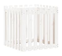 Qnhdfrt White Solid Pine Wood Garden Planter Box, 70x70x70 cm | Features a rustic fence design, providing a sturdy outdoor growing space for patio and balcony plants.