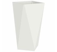 Qnhdfrt White Steel Garden Planter Box 40x40x75 cm | Features an integrated base for patio, deck, and balcony use, suitable for growing outdoor flowers and plants.