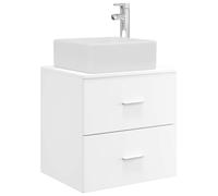 Qnhdfrt White Wall-Mounted Bathroom Vanity with Sink and 2 Drawers