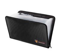 QNIGLO Sac Documents Ignifuge A4 - 13 Pochettes, Fibre Verre Silicone, Résistant au Feu 700°C, Imperméable, Fermeture Ignifuge, pour Passeport Certificat Argent (36×25×2 cm)