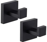 QNIIAED Lot de 2 crochets carrés en métal pour serviette de salle de bain, porte-peignoirs, crochets muraux en acier inoxydable SUS 304 très résistants à visser pour chambre à coucher ou cuisine (noir