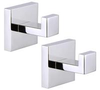 QNIIAED Lot de 2 crochets carrés en métal pour serviette de salle de bain, porte-peignoirs, crochets muraux en acier inoxydable SUS 304 très résistants à visser pour chambre à coucher ou cuisine