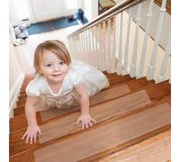 Qobobo Lot de 15 tapis antidérapants pour marches d'escalier - 60 x 15 cm - Pour intérieur - Tapis antidérapant avec rouleau - Tapis d'escalier imperméable autocollant pour marches en bois