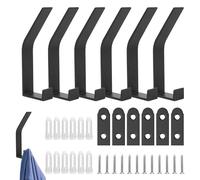 Qobobo Lot de 6 patères murales invisibles à visser - Noir - Pour garde-robe, vestes, manteaux, casquettes, écharpes, sacs à main