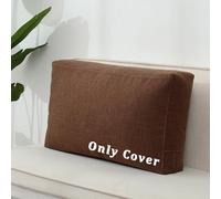 QOEUIUJ Housse de Coussin de Dossier de Canapé en Lin Mélangé, Taie d'oreiller Rectangulaire pour Coussin Épais, Texture 3D avec Fermeture Éclair Invisible, Profondeur 10/15/18cm(Brun,90x50x18cm)