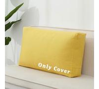 QOEUIUJ Housse de Coussin de Dossier de Canapé en Lin Mélangé, Taie d'oreiller Rectangulaire pour Coussin Épais, Texture 3D avec Fermeture Éclair Invisible, Profondeur 10/15/18cm(Jaune,90x50x18cm)