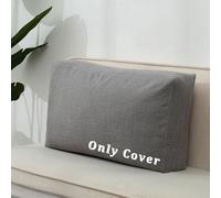 QOEUIUJ Housse de Coussin de Dossier de Canapé en Lin Mélangé, Taie d'oreiller Rectangulaire pour Coussin Épais, Texture 3D avec Fermeture Éclair Invisible, Profondeur 10/15/18cm(Gris,90x50x18cm)