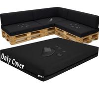 QOEUIUJ Housse de Coussin pour Palette de Rechange 120×60 120×80 120×40, Revêtement Extérieur Imperméable pour Canapé de Jardin, Assise et Dossier Incliné avec Zip Invisible, DIY(Noir,Seat 50x120cm)
