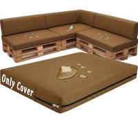 QOEUIUJ Housse de Coussin pour Palette de Rechange 120×60 120×80 120×40, Revêtement Extérieur Imperméable pour Canapé de Jardin, Assise et Dossier Incliné avec Zip Invisible, DIY(Café,Seat 80x120cm)