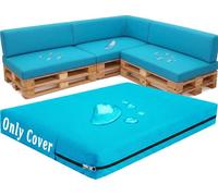 QOEUIUJ Housse de Coussin pour Palette de Rechange 120×60 120×80 120×40, Revêtement Extérieur Imperméable pour Canapé de Jardin, Assise et Dossier Incliné avec Zip Invisible, DIY(Bleu,Seat 80x120cm)
