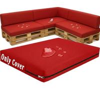 QOEUIUJ Housse de Coussin pour Palette de Rechange 120×60 120×80 120×40, Revêtement Extérieur Imperméable pour Canapé de Jardin, Assise et Dossier Incliné avec Zip Invisible, DIY(Rouge,Seat 60x120cm)