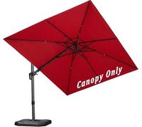 QOEUIUJ Toile de Rechange pour Parasol de Jardin Carré Rectangulaire, Toile de Remplacement de Parasol 2x2 2.5x2.5 3x3 3x4m, Tissu Imperméable Anti-UV 8 Baleines(Rouge,300x400cm)
