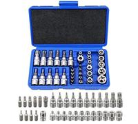 qokeeu Coffret De Douilles À Carré,Kit De Clés Type E Pour Réparation Auto | Ensemble Douilles Mécanicien | Pour mécaniciens, moto, camion, atelier, extérieur, maison, garage et industrie
