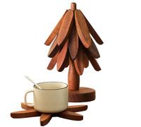 qokeeu Dessous De Plat Arbre en Bois - sous-Verre Isolant en Bois,Dessous-De-Plat Anti-Brûlure pour Ustensiles De Cuisine | pour Ustensiles De Cuisine Poêle Casserole Tasse Table À Manger Appartement