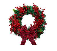 QOKLIYUI Couronne de Noël Polyvalente en Fausses Fleurs pour Porte d'entrée décoration intérieure. Couronne en ABS nécessitant Peu d'entretien.