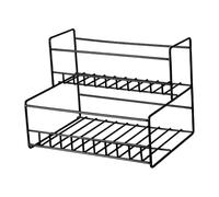 QOKLIYUI Présentoir à sirop de café pour étagère à vinaigrette, organisateur noir Ealy II deux niveaux, 6 grilles, Noir, Double niveau gras