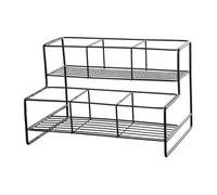 QOKLIYUI Présentoir à sirop de café pour étagère à vinaigrette, organisateur noir Ealy II deux niveaux, 6 grilles, Noir, Grilles double niveau 6