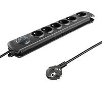 qoltec 50111 Bloc multiprise avec parasurtenseur, 6 Prises Noir