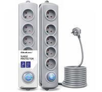 Qoltec Antispritz-Steckdosenleiste | 5 Steckdosen | 1,8 m | Grau