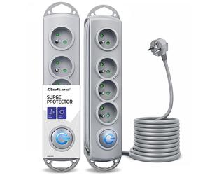 Qoltec Antistatische Steckdosenleiste | 4 Steckdosen | 1,5m | Grau