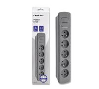 Qoltec Steckdosenleiste | 5 Steckdosen | 1,8 m | Grau