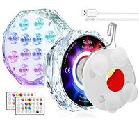 Qoolife 4" 20LED Magnetic Submersible LED Light - Appairage avec la télécommande, contrôle par groupes, lampes de piscine submersibles rechargeables et étanches (2 paquet)