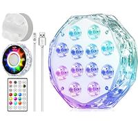 Qoolife 4" 20LED Magnetic Submersible LED Light - Appairage avec la télécommande, contrôle par groupes, lampes de piscine submersibles rechargeables et étanches (1 paquet)