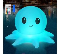 Qoolife Lumières solaires de piscine, lumières gonflables télécommande, Pieuvre flottante lumières de piscine 16 WRGB couleurs, IP68 étanche qualité premium, décor extérieur piscine jardin fête 1 pack
