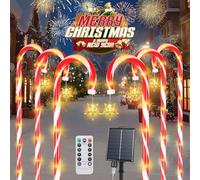 Qoosea 6 Pack Guirlandes Solaires de Noël en Forme de Canne à Sucre - Guirlandes Lumineuses de Chemin Avec Étoiles - 8 Modes 78 LEDs Lumières Décoratives Étanches pour Jardin Cour