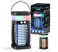 Qoosea Anti-Moustique Solaire Électrique, Lampe Tue-Moustiques avec Grille 4200V Recharge USB-C Batterie 4000mAh IP65 Étanche Piège à Insectes pour Maison Cuisine Chambre Jardin Intérieur et Extérieur