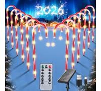 Qoosea Decoration Noël Canne Lumière Solaire Extérieur, 12 Pack 8 Modes Cannes à Sucre Lumineuse de Noël avec Télécommande, IP65 Étanche Lampe Solaire Exterieur Décor pour Jardin Chemin Cour